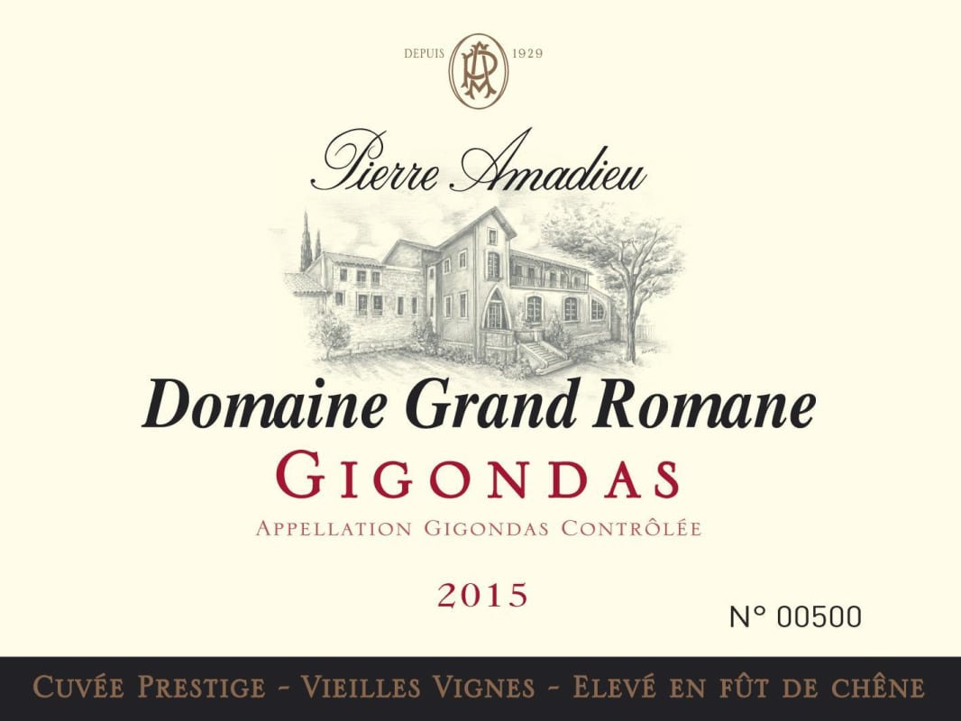 Pierre Amadieu Gigondas Domaine Grand Romane 2015 Front Label