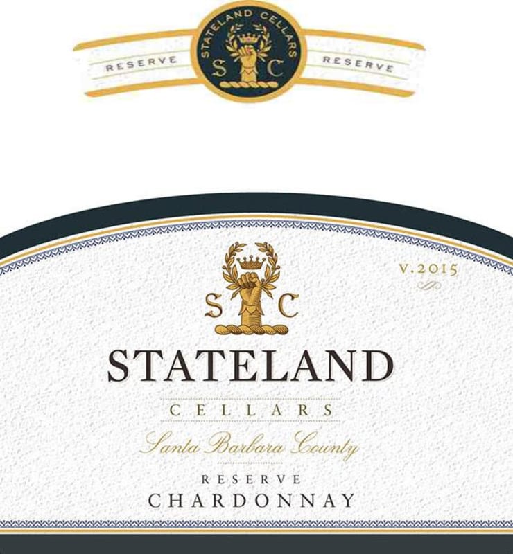 Stateland Cellars Reserve Chardonnay 2015 Front Label