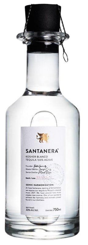 Santanera Kosher Blanco Tequila (OK Kosher) Front Bottle Shot