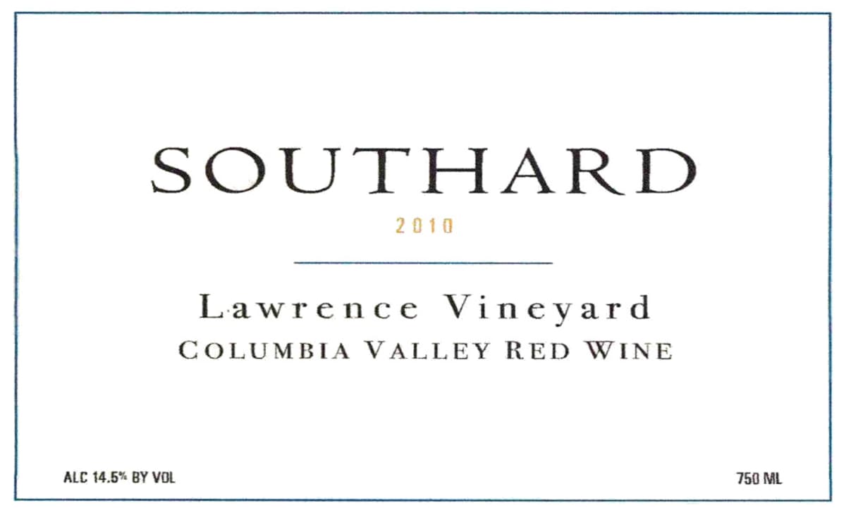 Southard Winery Lawrence Vineyard Red 2010 Front Label