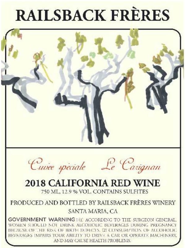 Railsback Freres Cuvee Speciale Le Carignan 2018 Front Label