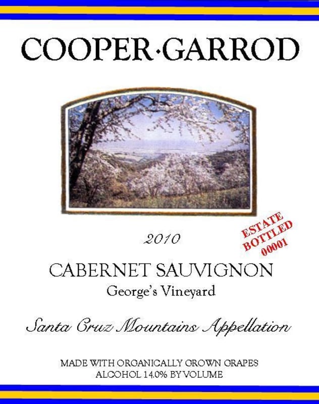 Cooper-Garrod Estate Vineyards Cabernet Sauvignon 2010 Front Label