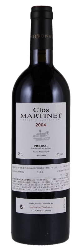 Clos Martinet Priorat (stained label) 2004 Front Bottle Shot