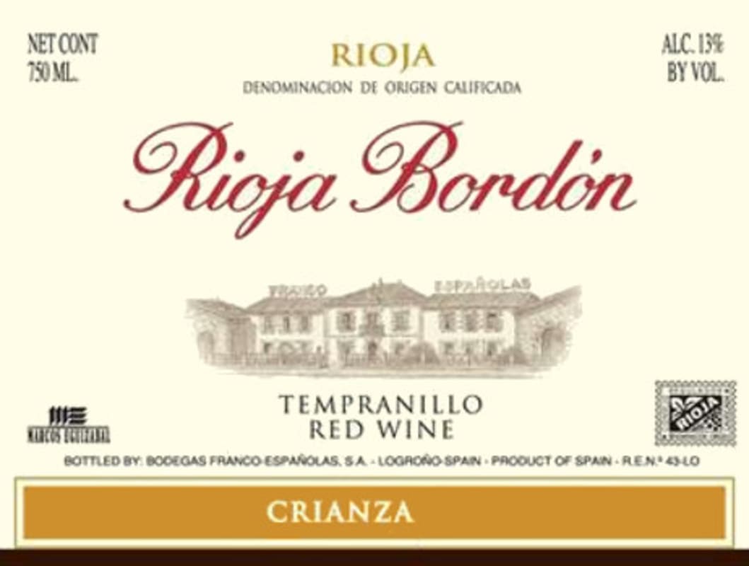 Bodegas Franco-Espanolas Rioja Bordon 2009 Front Label