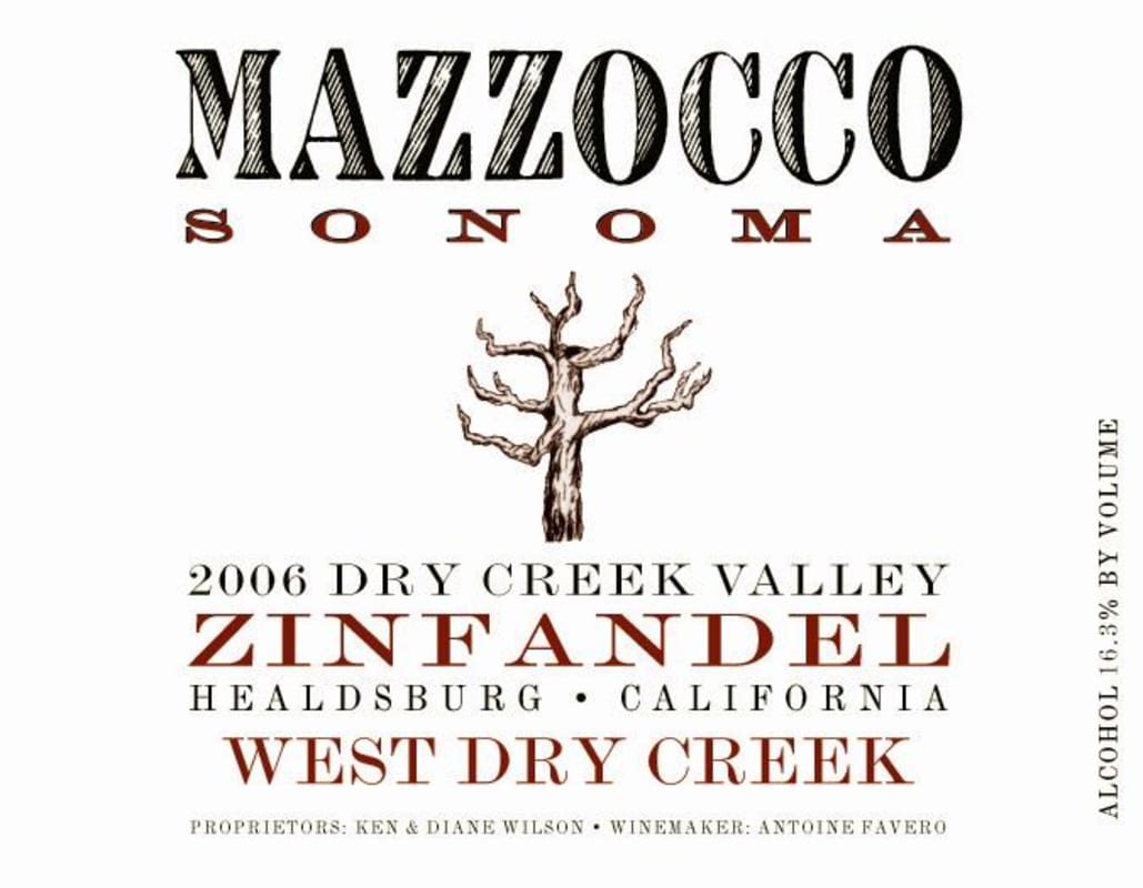 Mazzocco West Dry Creek Zinfandel 2006 Front Label