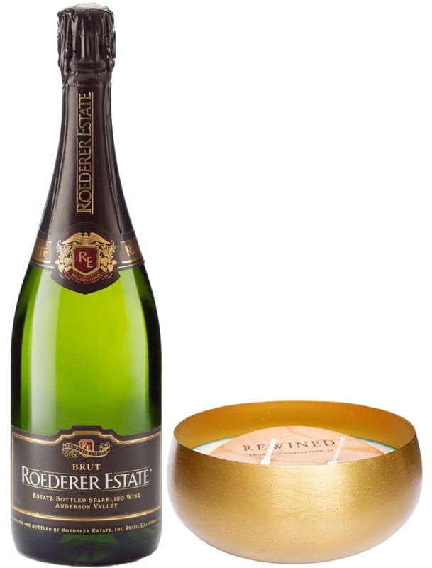 Roederer Estate Brut & Champagne Gold Bowl Candle Gift Product Image