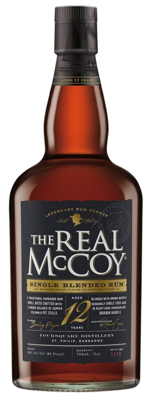 The Real McCoy 12 Year Single Blended Rum Front Bottle Shot