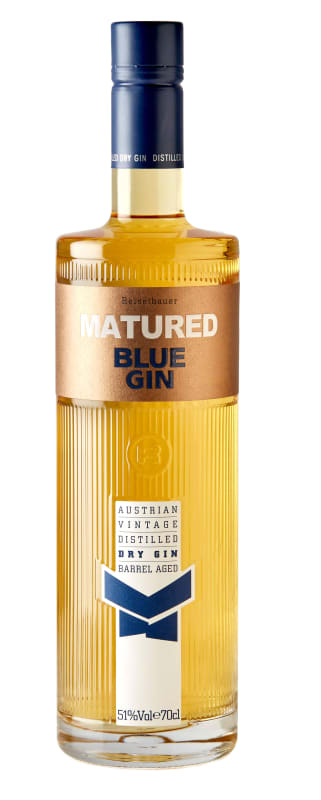 Hans Reisetbauer Barrel Aged Blue Gin Front Bottle Shot