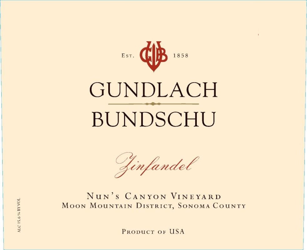 Gundlach Bundschu Nun's Canyon Vineyard Zinfandel 2014 Front Label