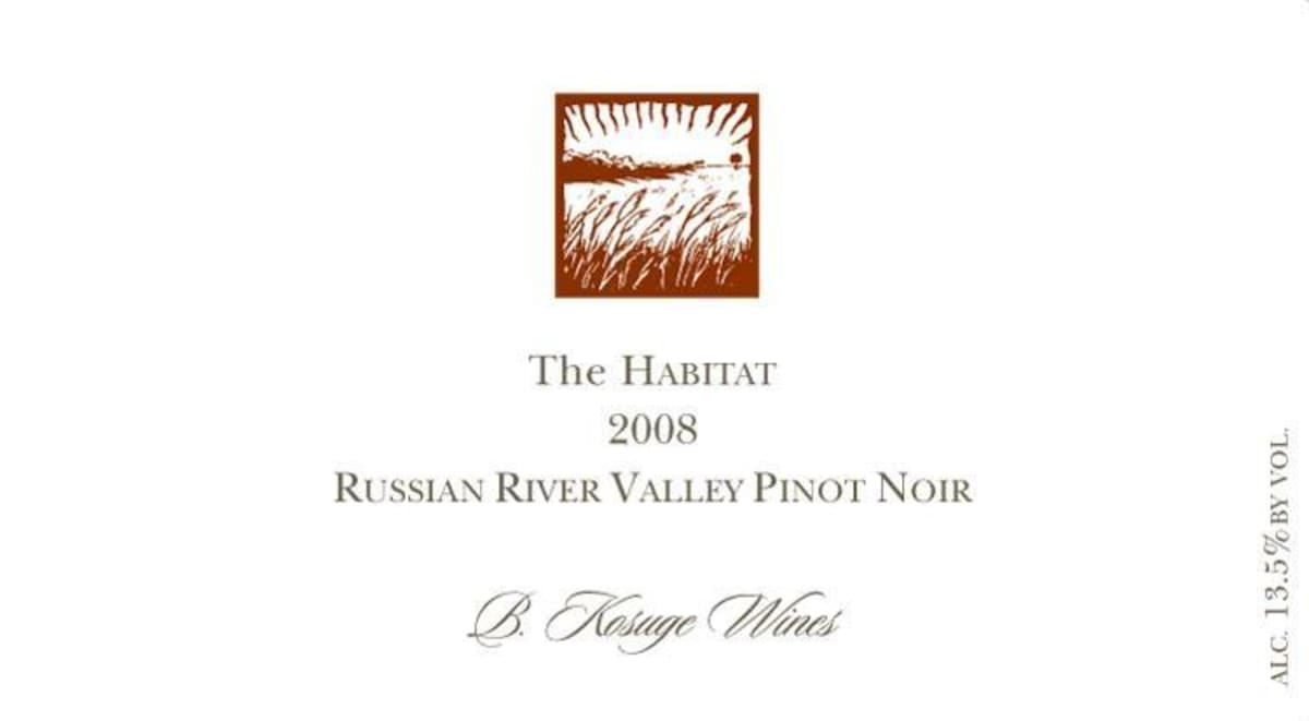 B. Kosuge The Habitat Pinot Noir 2008 Front Label