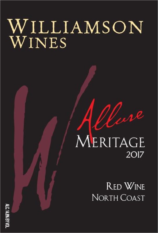 Williamson Wines Allure Meritage 2017 Front Label