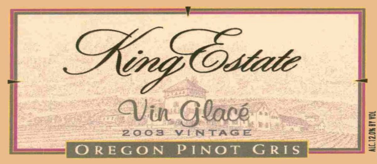 King Estate Signature Collection Vin Glace Pinot Gris 2003 Front Label