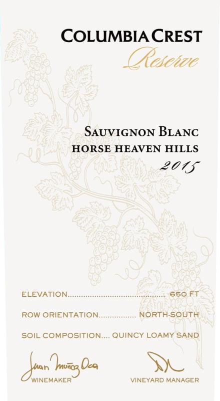 Columbia Crest Reserve Sauvignon Blanc 2015 Front Label