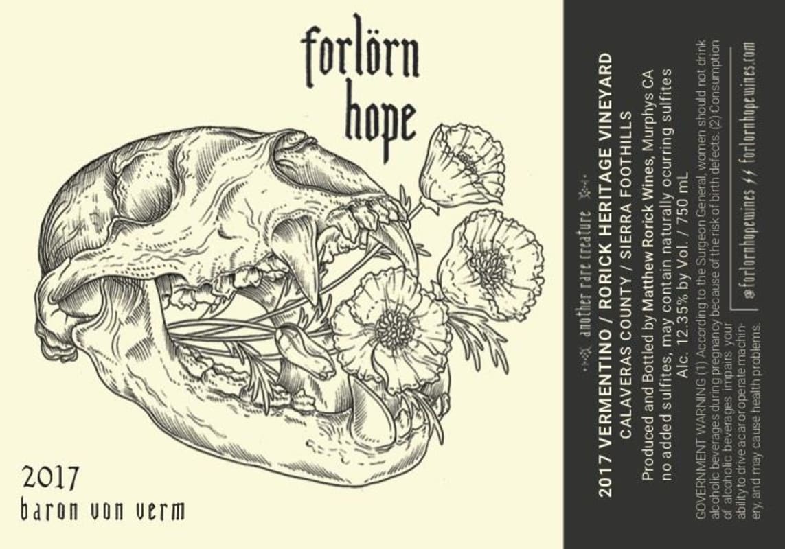 Forlorn Hope Rorick Heritage Vineyard Vermentino 2017 Front Label