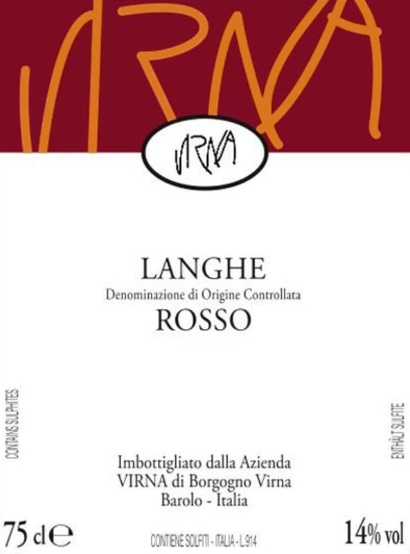 Virna Borgogno Langhe Rosso 2013 Front Label