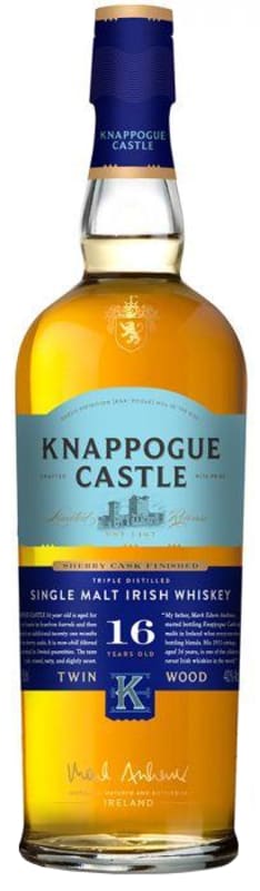 Knappogue 16 Year Twin Wood Single Malt Irish Whiskey 86 Proof Front Bottle Shot