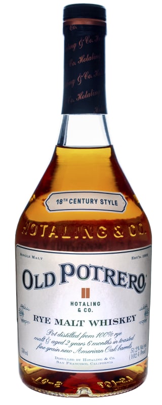 Hotaling & Co. Old Potrero 18th Century Style Single Malt Rye Whiskey Front Bottle Shot