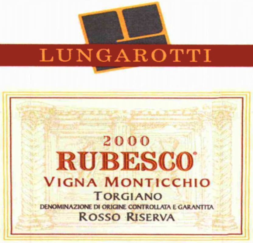 Lungarotti Vigna Monticchio Rubesco Riserva 2000 Front Label