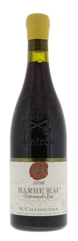 M. Chapoutier Chateauneuf-du-Pape Barbe Rac 2016 Front Bottle Shot