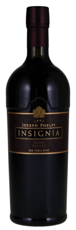 Joseph Phelps Insignia (stained label) 1997 Front Bottle Shot