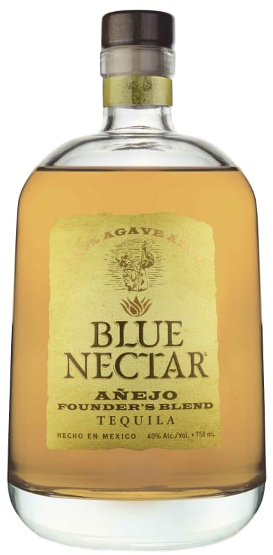 Blue Nectar Founder's Blend Anejo Tequila Front Bottle Shot