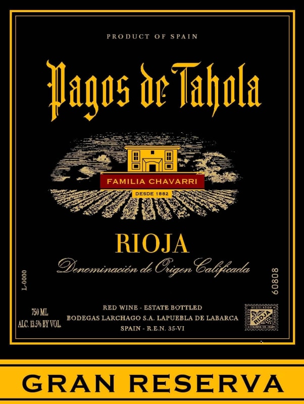 Bodegas Larchago Rioja Pagos de Tahola Gran Reserva 2001 Front Label