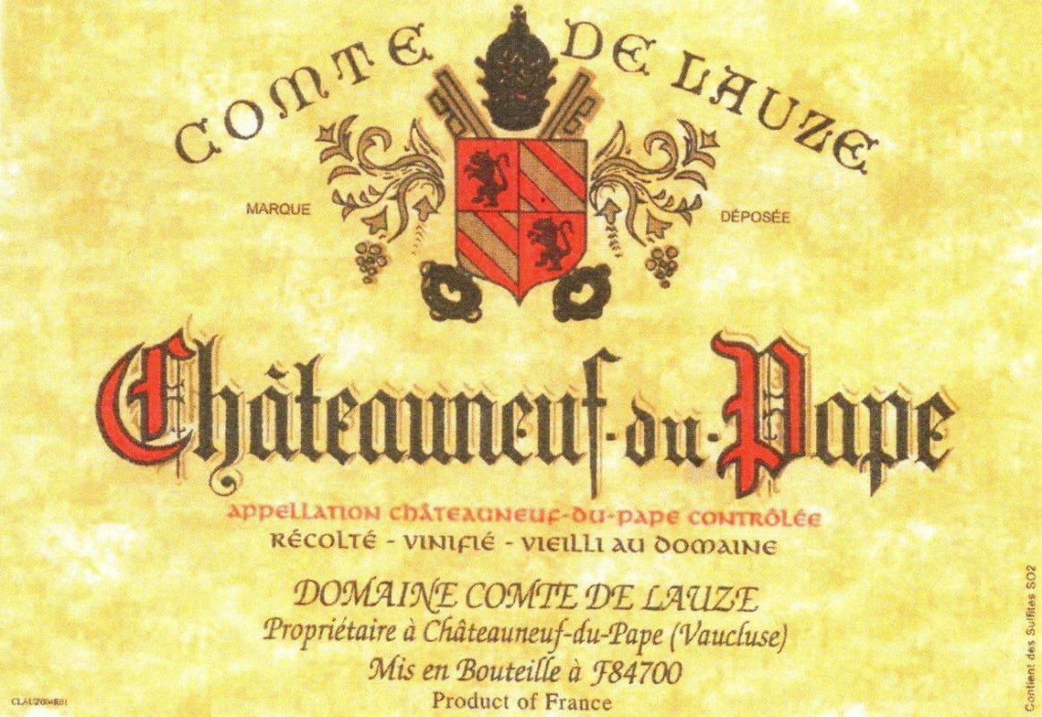 Domaine Comte De Lauze Chateauneuf-du-Pape Red 2012 Front Label