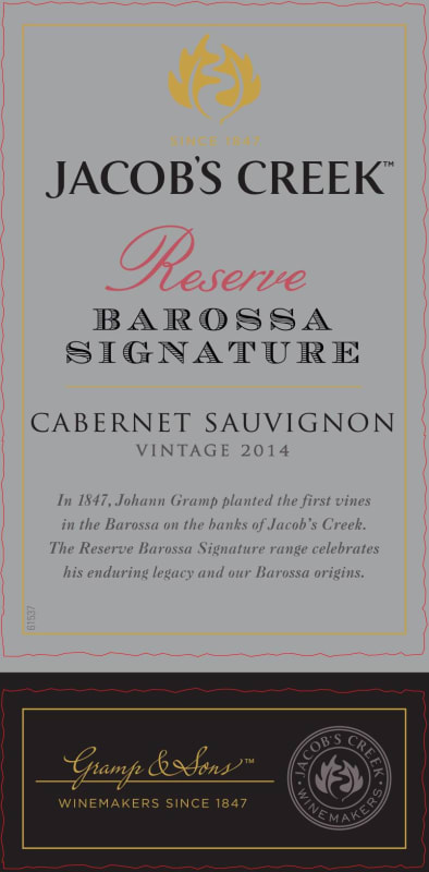 Jacob's Creek Barossa Signature Reserve Cabernet Sauvignon 2014 Front Label