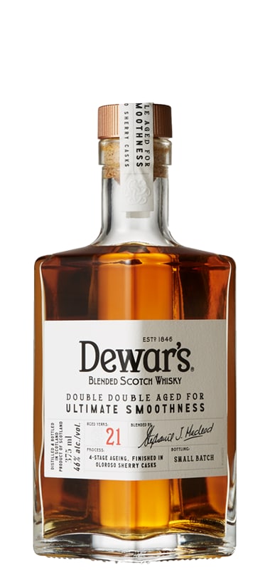 Dewar's 21 Year Double Double Aged Blended Scotch Whisky (375ML half-bottle) Front Bottle Shot