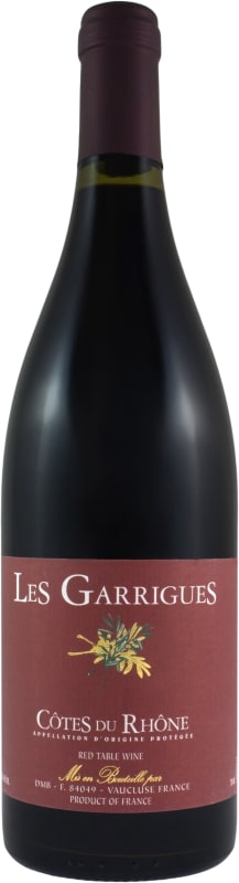 Les Garrigues Cotes du Rhone 2020 Front Bottle Shot