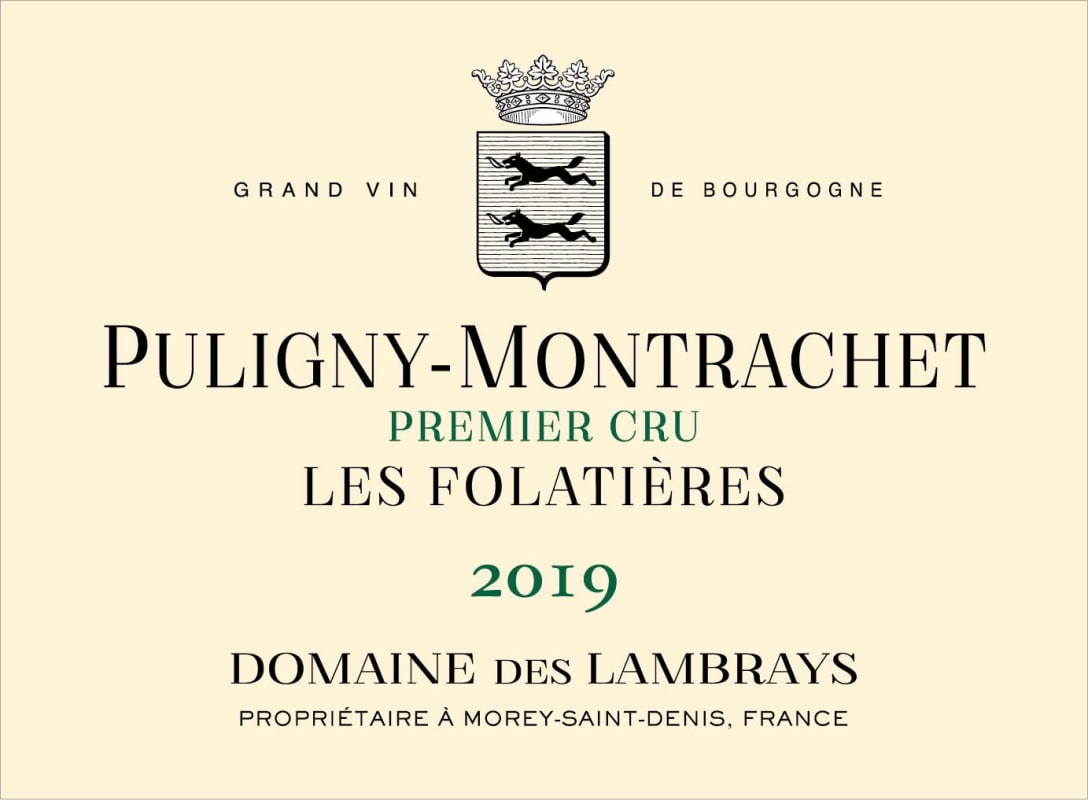 Domaine des Lambrays Puligny-Montrachet Les Folatieres Premier Cru 2019 Front Label