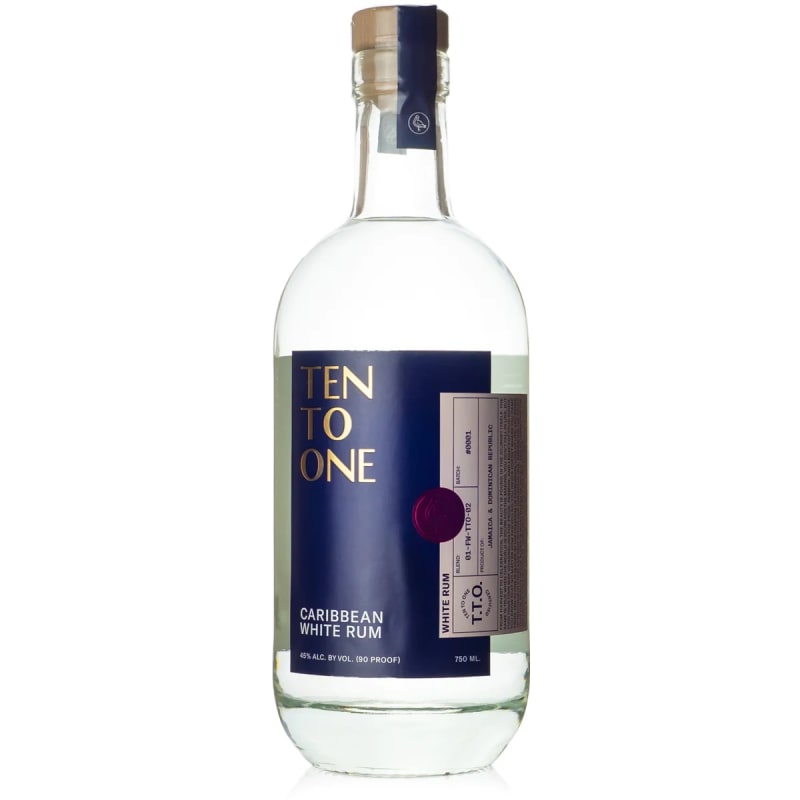Ten to One Caribbean White Rum Front Bottle Shot