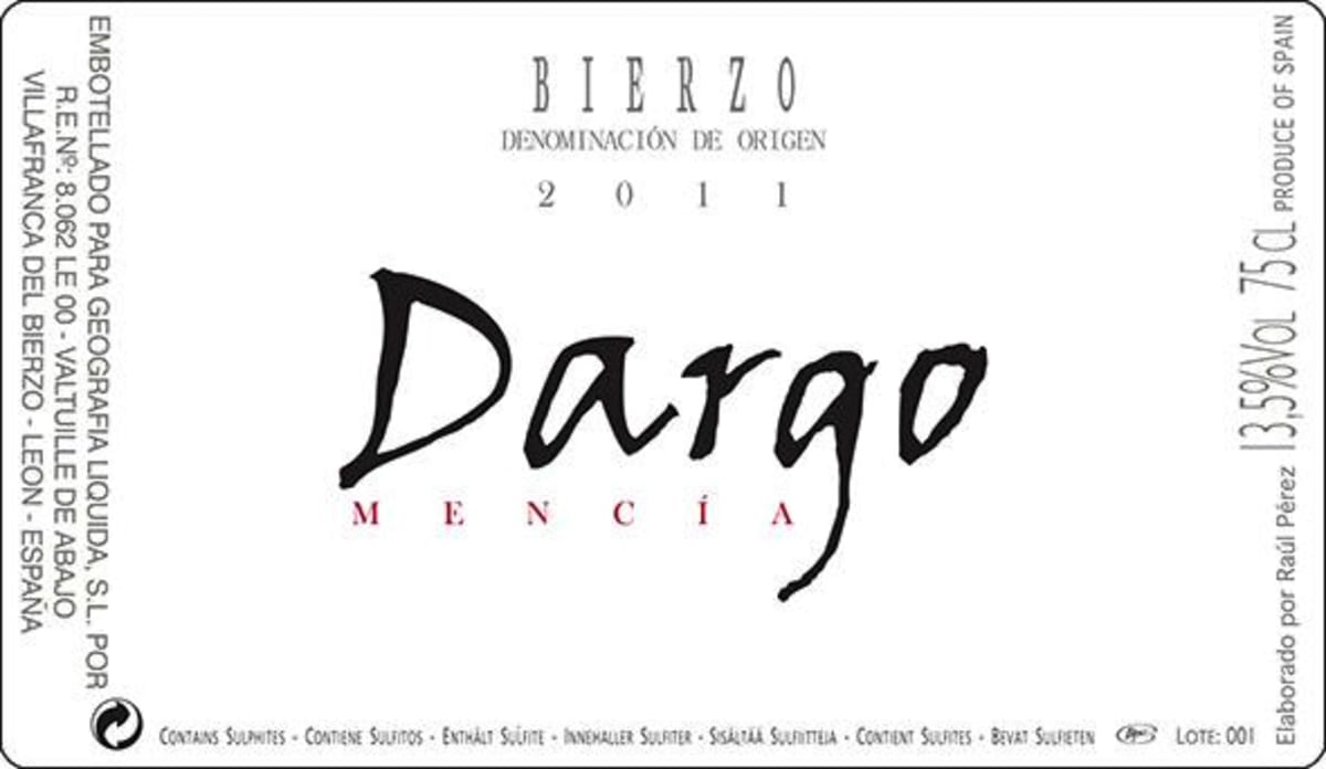 Bodegas Raul Perez Bierzo Dargo Mencia 2011 Front Label