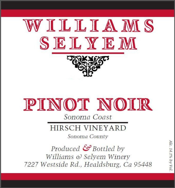 Williams Selyem Hirsch Vineyard Pinot Noir 2013 Front Label