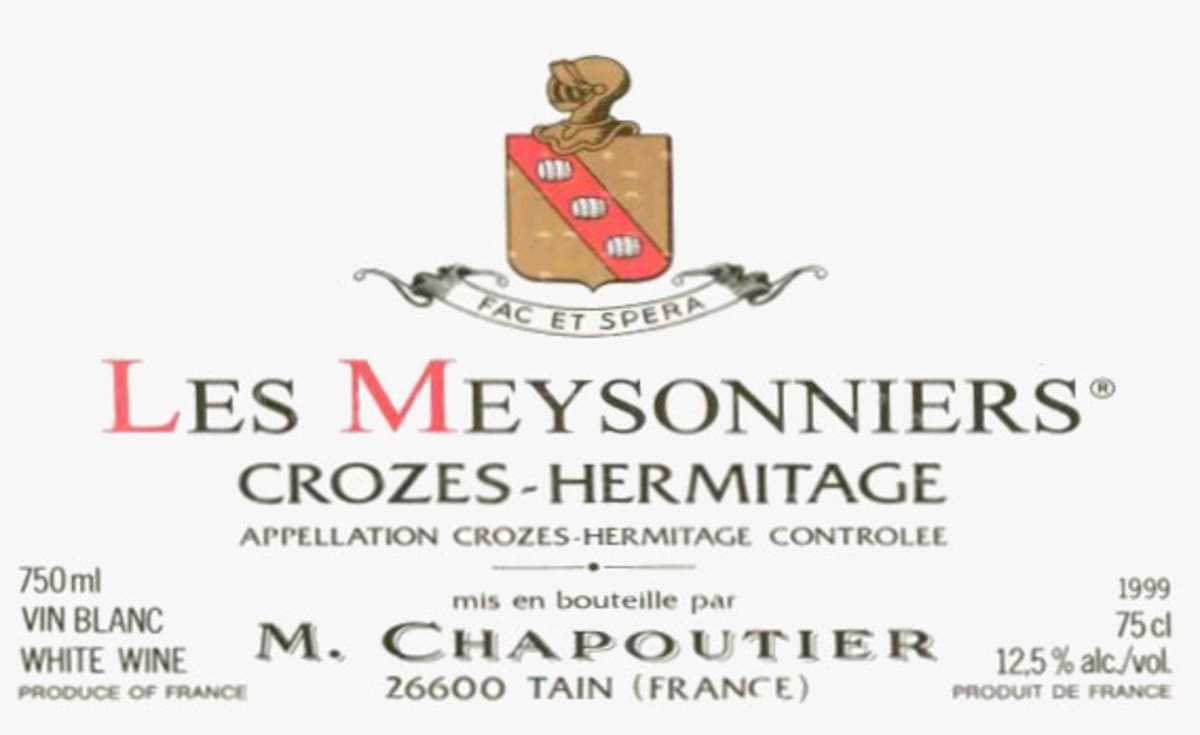 M. Chapoutier Crozes-Hermitage Les Meysonniers Blanc 1999 Front Label