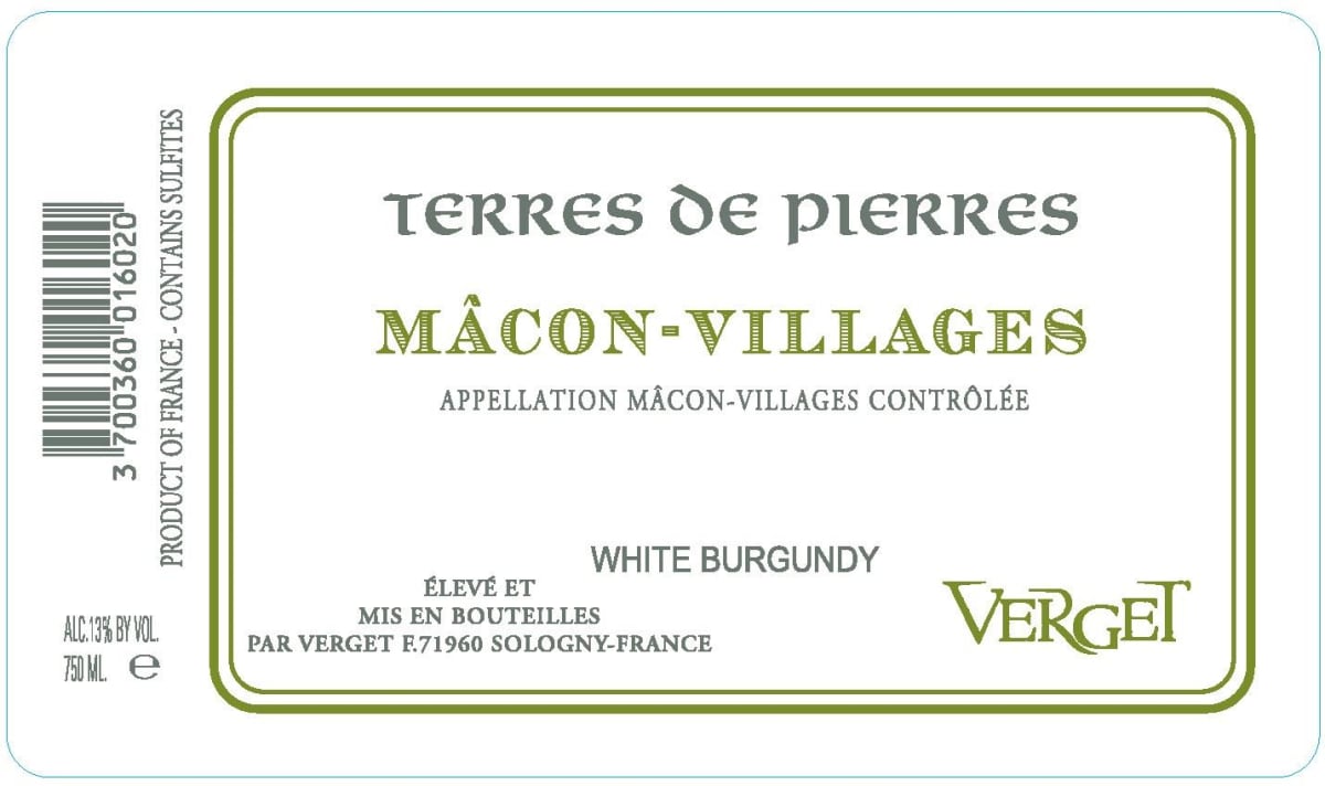 Verget Macon-Villages Terres de Pierres 2018 Front Label