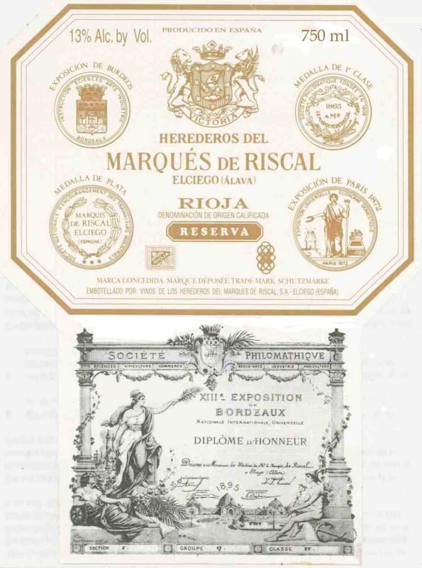Marques de Riscal Elciego Reserva 1995 Front Label