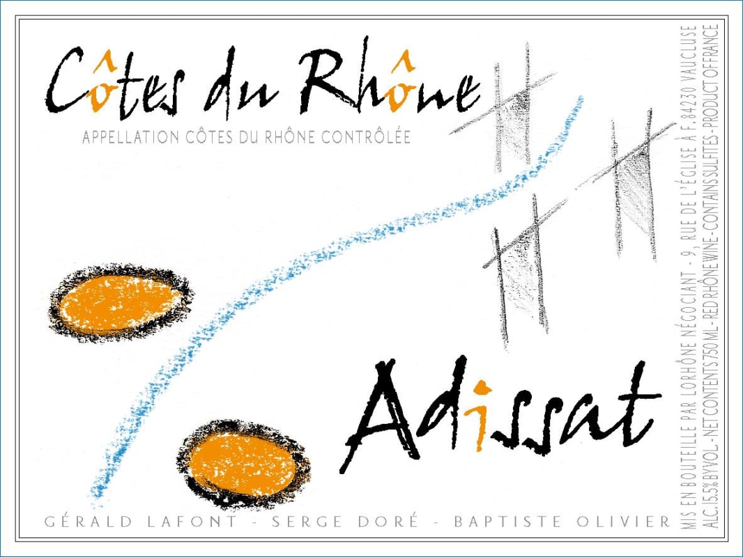 Adissat Cotes du Rhone 2010 Front Label