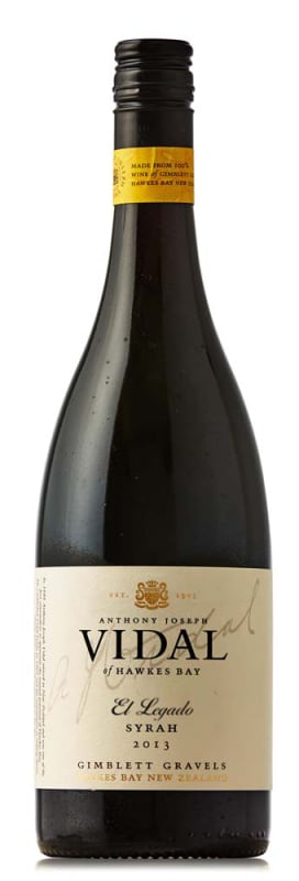 Vidal Wines El Legado Gimblett Gravels Syrah 2013 Front Bottle Shot