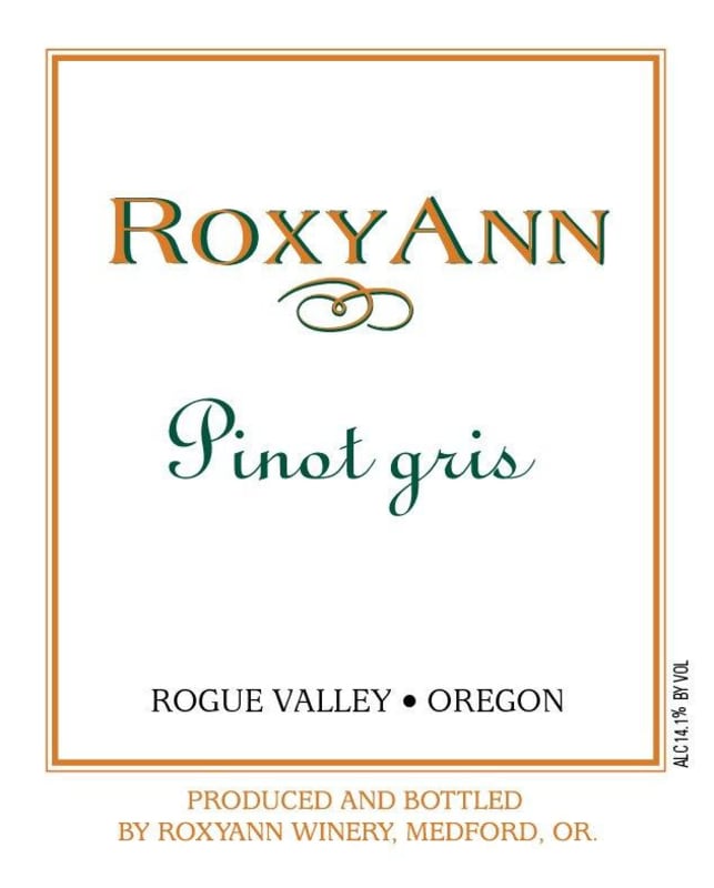 RoxyAnn Pinot Gris 2015 Front Label