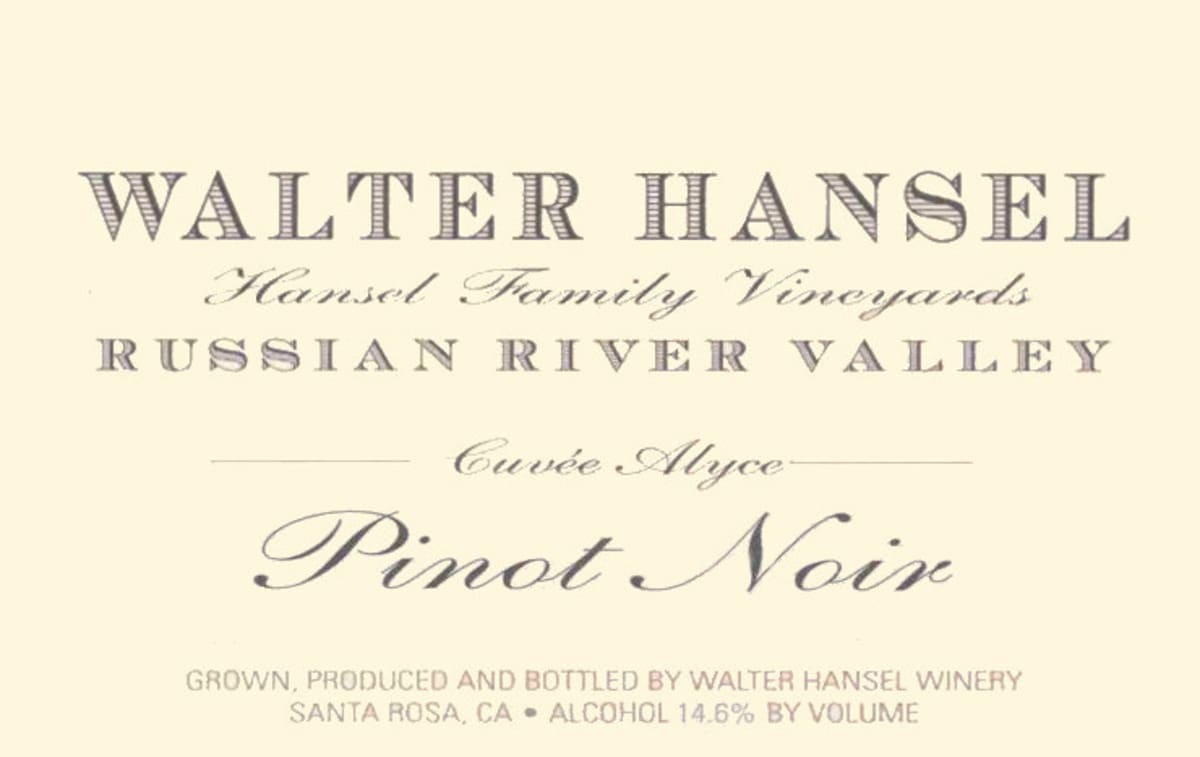 Walter Hansel Cuvee Alyce Pinot Noir 2009 Front Label