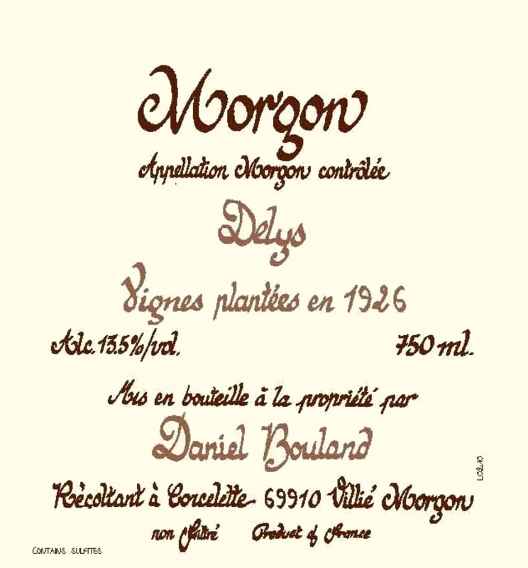 Daniel Bouland Morgon Delys 2014 Front Label