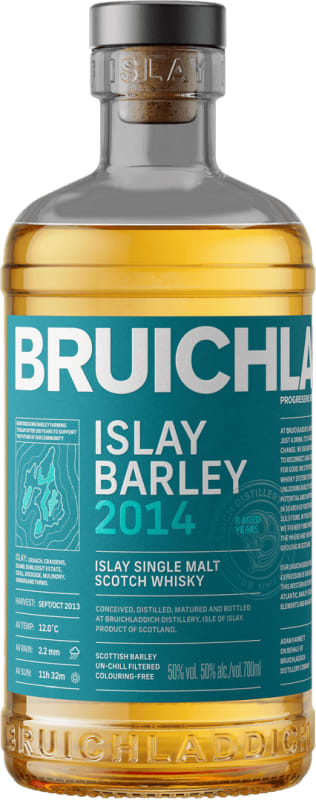 Bruichladdich Islay Barley Single Malt Scotch Whisky 2014 Front Bottle Shot