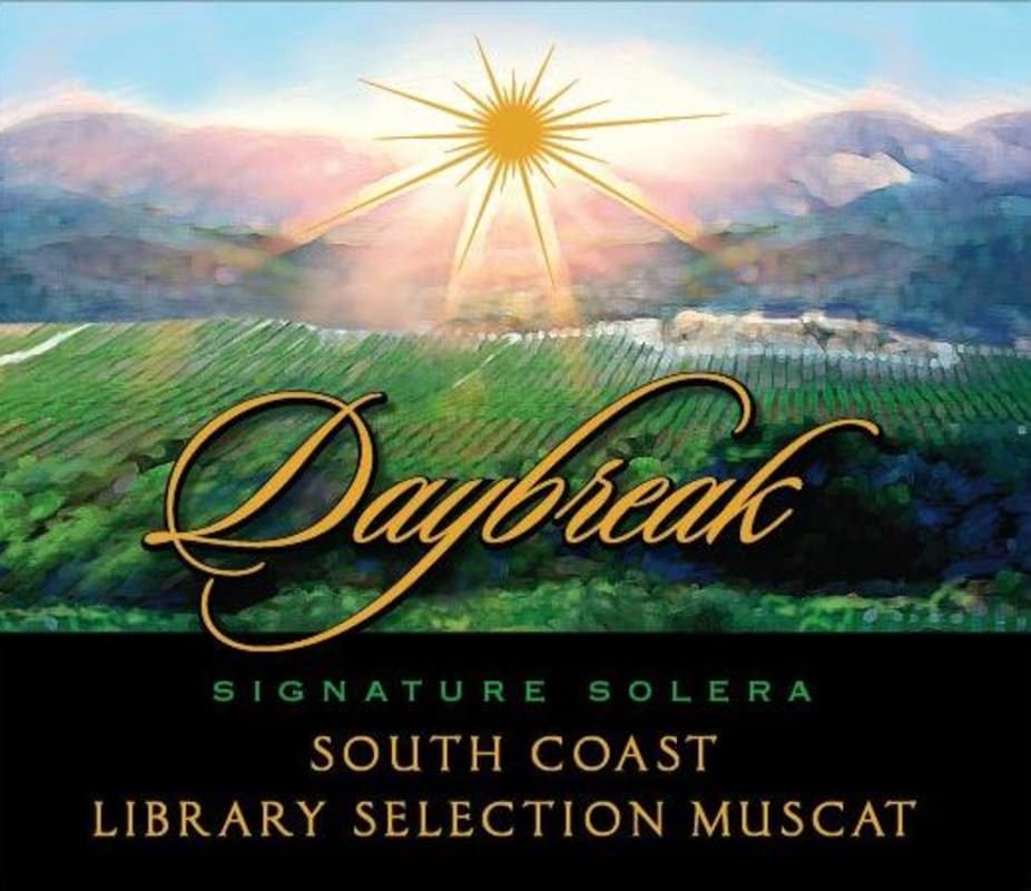 South Coast Winery Daybreak Signature Solera Library Selection Muscat Front Label
