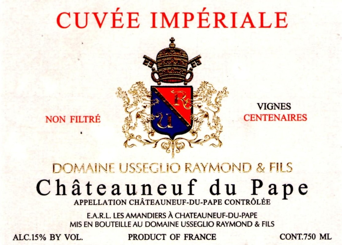 Domaine Raymond Usseglio Chateauneuf-du-Pape Cuvee Imperiale 2016 Front Label