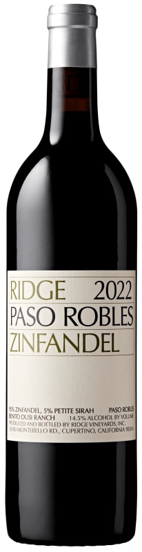 Ridge Paso Robles Zinfandel 2022 Front Bottle Shot