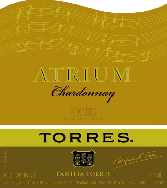 Familia Torres Atrium Chardonnay 2010 Front Label