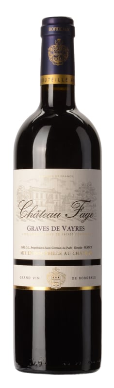 Chateau Fage Graves de Vayres 2019 Front Bottle Shot