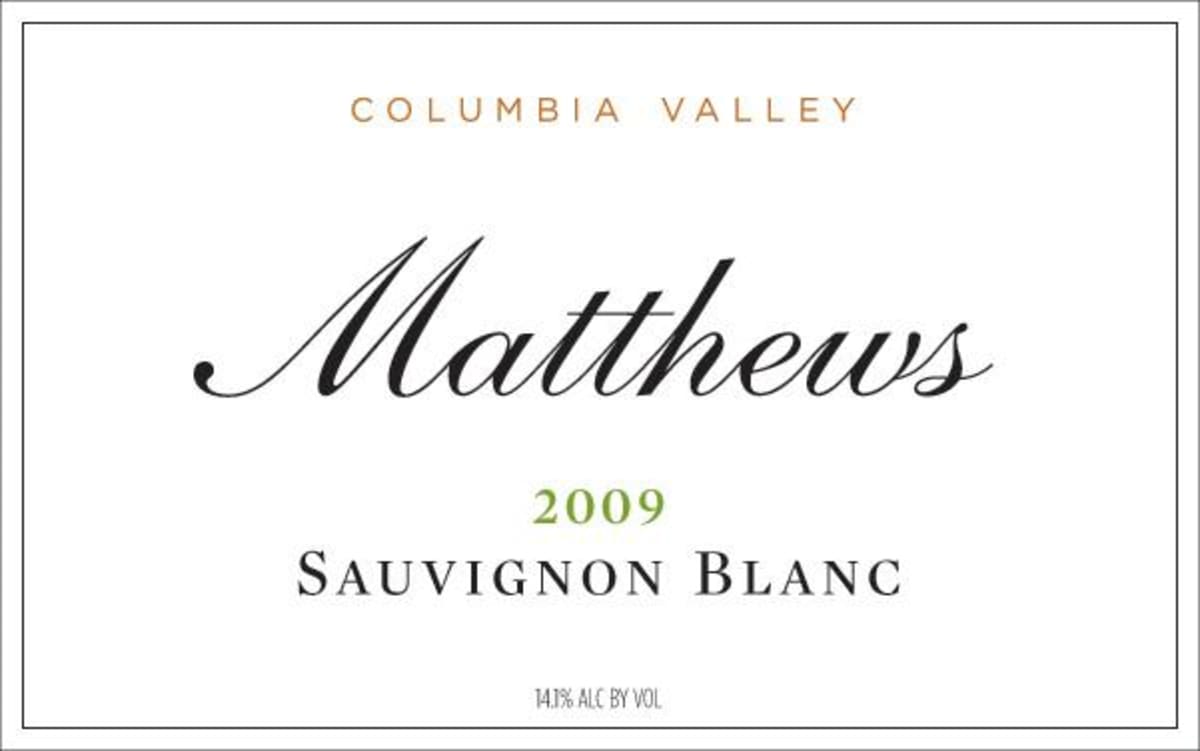 Matthews Winery Sauvignon Blanc 2009 Front Label