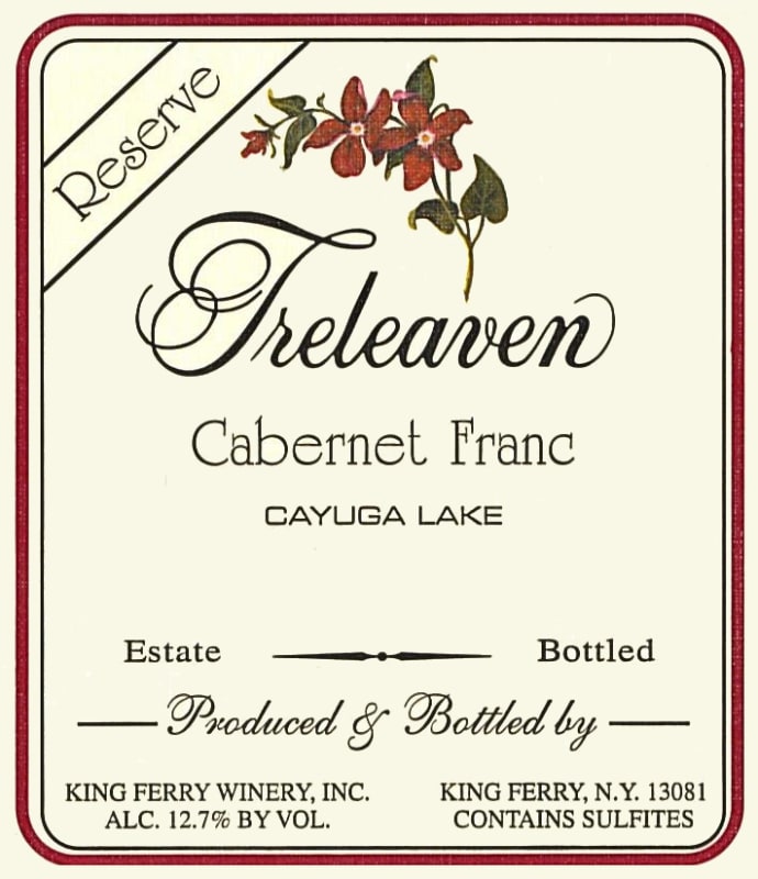 King Ferry Winery Treleaven Reserve Cabernet Franc 2012 Front Label